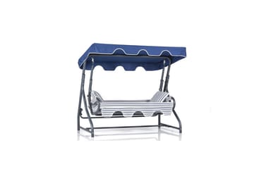 Tredobbelt hagestol Gowanda (200 x 165 x 110 cm) Lys Grå / Blå - Lys Grå / Blå - Hagemøbler & utemiljø - Utesofa - Hammock