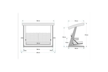 Tredobbelt hagestol Viva Antrasitt - Antrasitt, 220 x 100 x 175 cm - Hagemøbler & utemiljø - Utesofa - Hengesofa