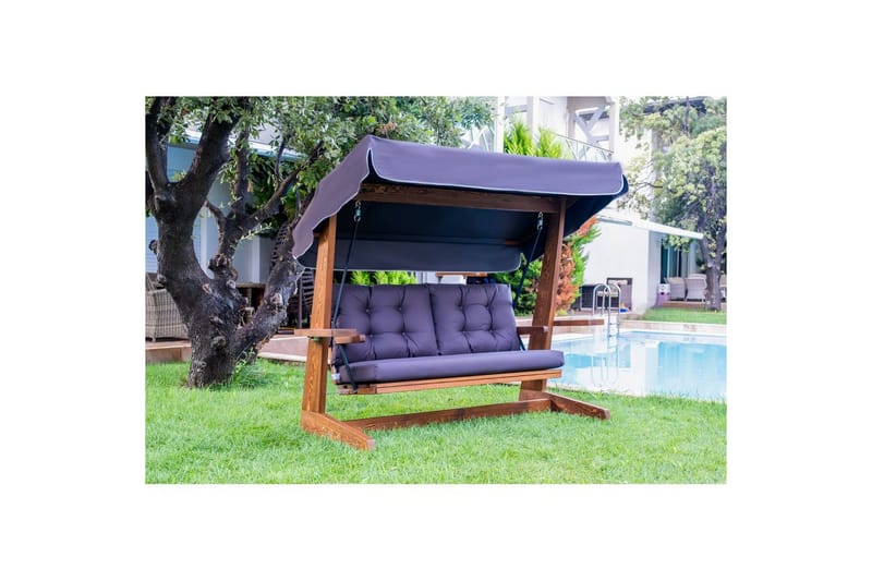 Tredobbelt hagestol Viva Antrasitt - Antrasitt, 220 x 100 x 175 cm - Hagemøbler & utemiljø - Utesofa - Hengesofa