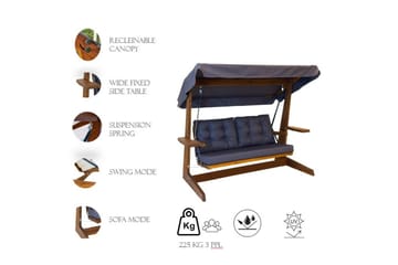 Tredobbelt hagestol Viva Antrasitt - Antrasitt, 220 x 100 x 175 cm - Hagemøbler & utemiljø - Utesofa - Hengesofa