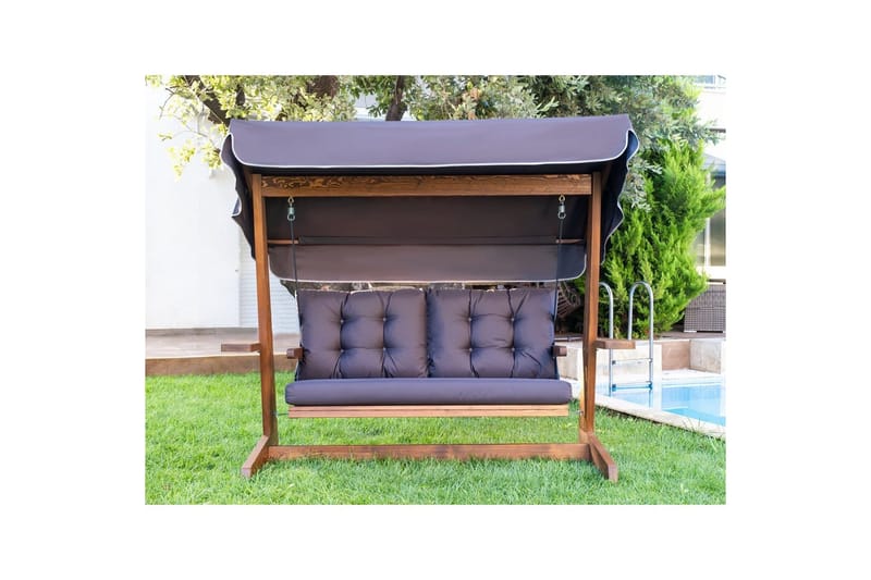 Tredobbelt hagestol Viva Antrasitt - Antrasitt, 220 x 100 x 175 cm - Hagemøbler & utemiljø - Utesofa - Hengesofa