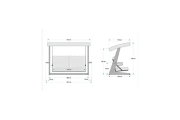 Tredobbelt hagestol Viva Antrasitt - Antrasitt, 237 x 100 x 175 cm - Hagemøbler & utemiljø - Utesofa - Hengesofa