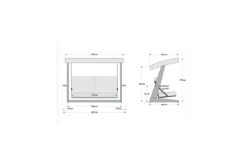 Tredobbelt hagestol Viva Antrasitt - Antrasitt, 237 x 100 x 175 cm - Hagemøbler & utemiljø - Utesofa - Hengesofa