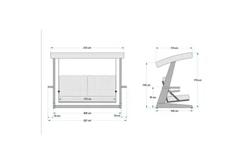 Tredobbelt hagestol Viva Antrasitt - Antrasitt, 237 x 100 x 175 cm - Hagemøbler & utemiljø - Utesofa - Hengesofa