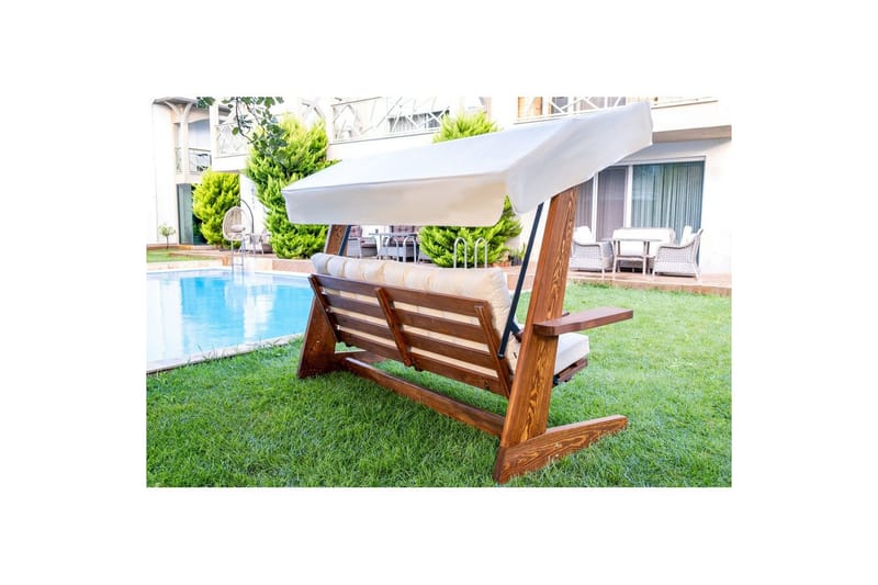 Tredobbelt hagestol Viva Beige - Beige, 237 x 100 x 175 cm - Hagemøbler & utemiljø - Utesofa - Hengesofa