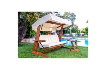 Tredobbelt hagestol Viva Beige - Beige, 237 x 100 x 175 cm - Hagemøbler & utemiljø - Utesofa - Hengesofa