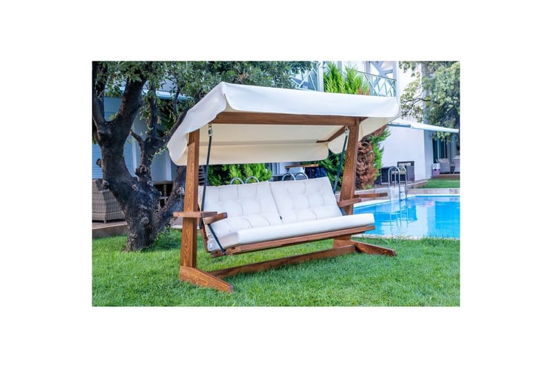 Tredobbelt hagestol Viva Beige - Beige, 237 x 100 x 175 cm - Hagemøbler & utemiljø - Utesofa - Hengesofa