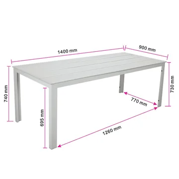 Tunis ute spisebord 140x90 cm rektangulært - Beige/Beige - Hagemøbler & utemiljø - Hagebord - Spisebord ute