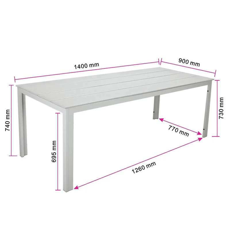 Tunis ute spisebord 140x90 cm rektangulært - Beige/Beige - Hagemøbler & utemiljø - Hagebord - Spisebord ute