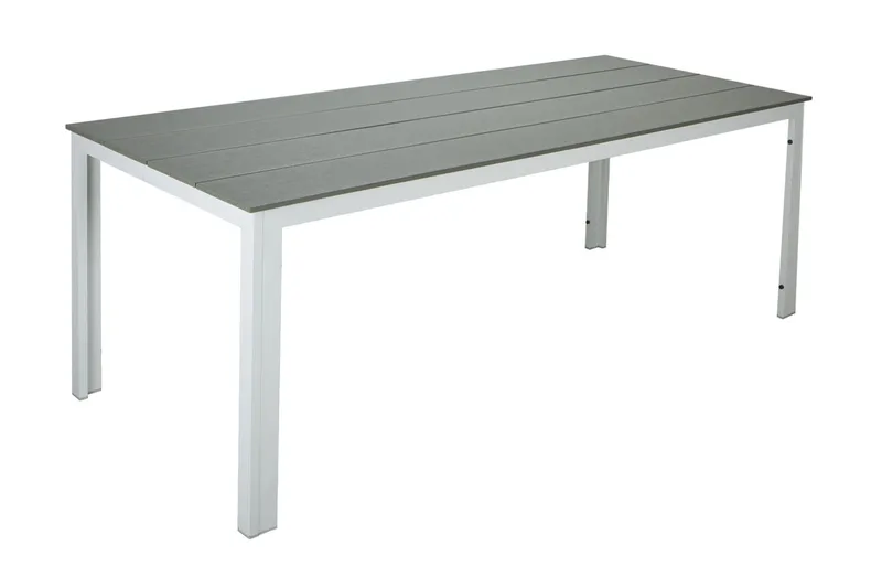 Tunis ute spisebord 205x90 cm rektangulært - Hvit/Grå - Hagemøbler & utemiljø - Hagebord - Spisebord ute