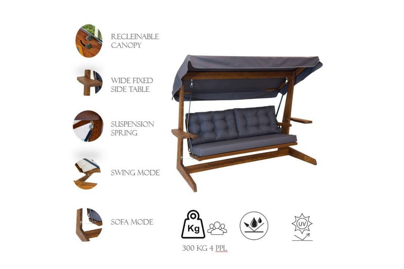 Viva Utendørs Hengesofa 3-seter - Beige - Hagemøbler & utemiljø - Utesofa - Hengesofa
