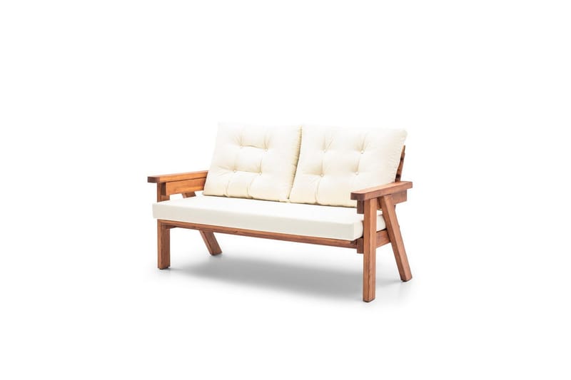 Zaron hagesofa 2-seter - Mellomfarget tre/Cremehvit - Hagemøbler & utemiljø - Utesofa - Hagesofa & hagebenk