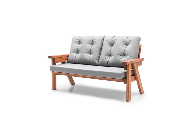 Zaron hagesofa 2-seter - Mellomfarget tre/Grå - Hagemøbler & utemiljø - Utesofa - Hagesofa & hagebenk
