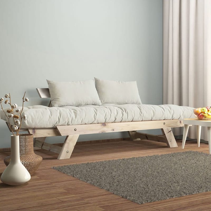 Zylar 2-seter Utfellbar Sovesofa i Stoff med Treramme - Hvit|Beige - Møbler - Sofaer - Sovesofaer - 2 seters sovesofa