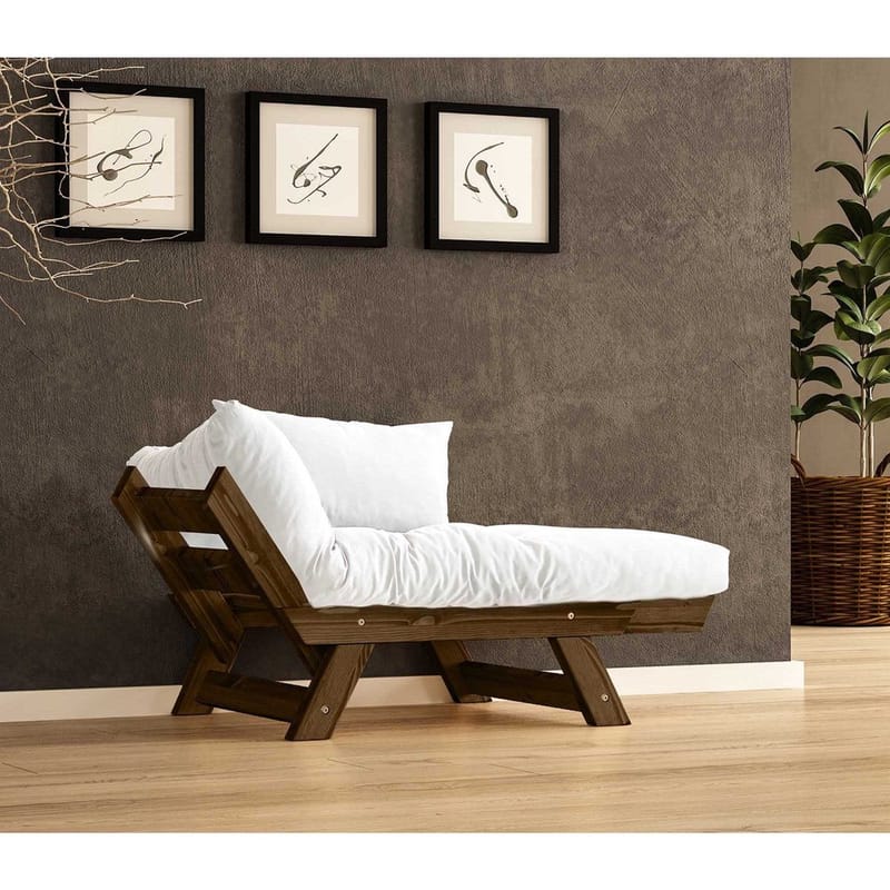 Zylar 2-seter Utfellbar Sovesofa med Treramme 75x140 cm i Lin - Hvit - Møbler - Sofaer - Sovesofaer - 2 seters sovesofa