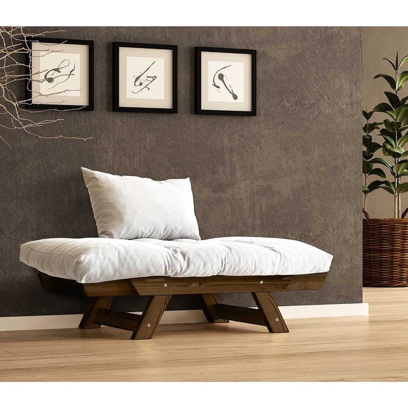 Zylar 2-seter Utfellbar Sovesofa med Treramme 75x140 cm i Lin - Hvit - Møbler - Sofaer - Sovesofaer - 2 seters sovesofa
