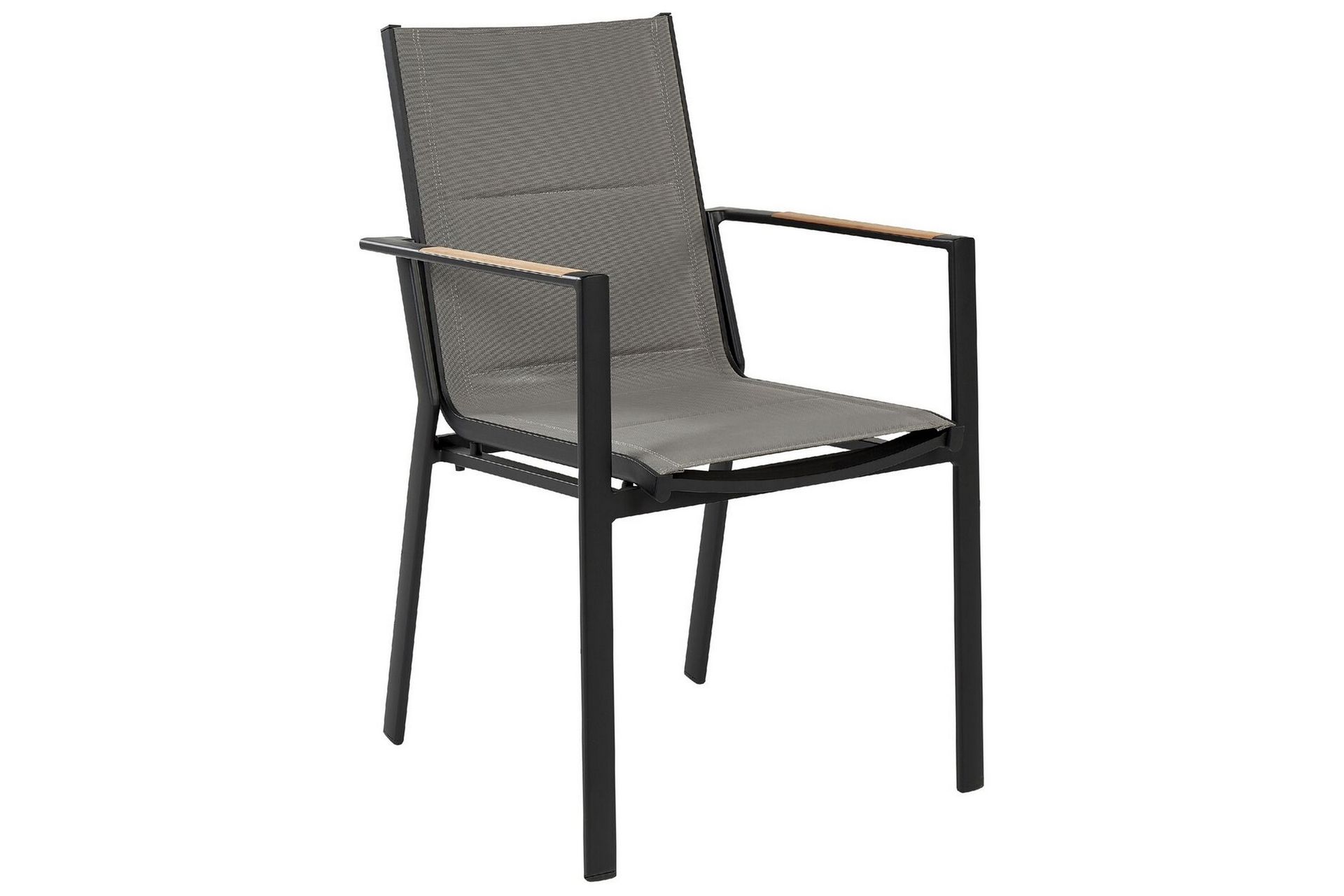 Sett med 6 hagestoler Svart Aluminium Sitteputer Moderne design Hage Terrasse Utendørs Utemøbler