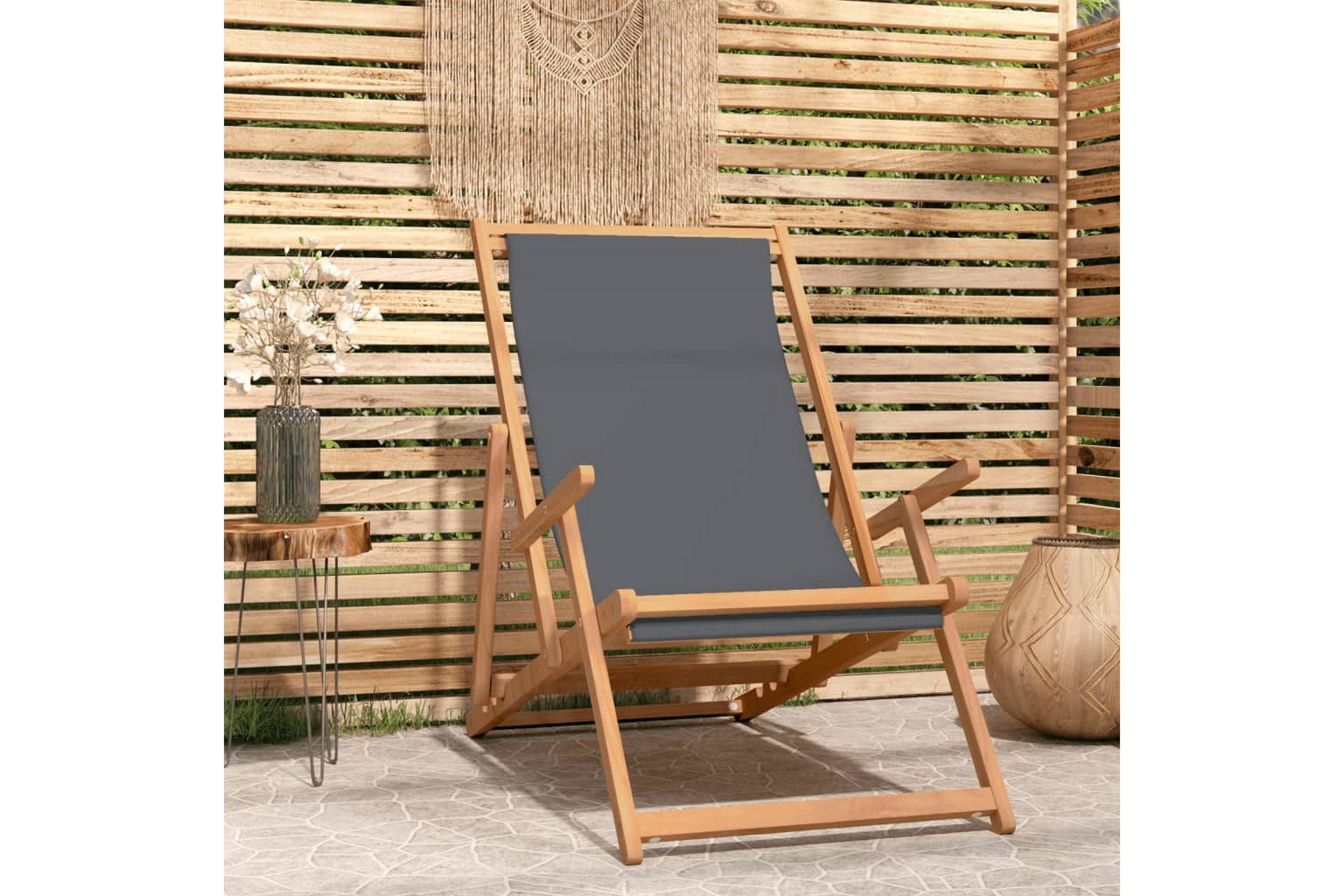 Be Basic beBasic Sammenleggbar strandstol heltre teak grå -