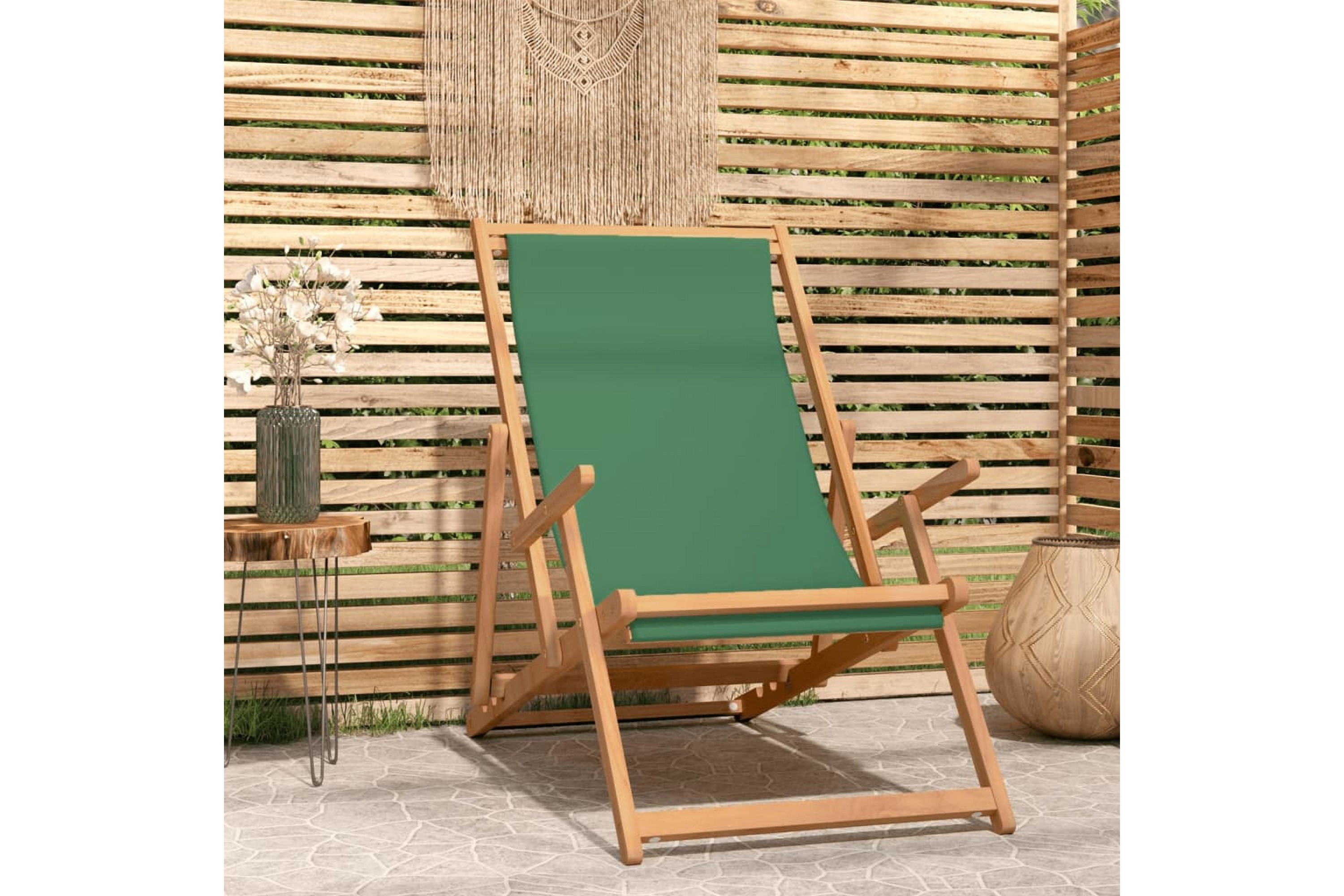 Be Basic beBasic Sammenleggbar strandstol heltre teak grønn -