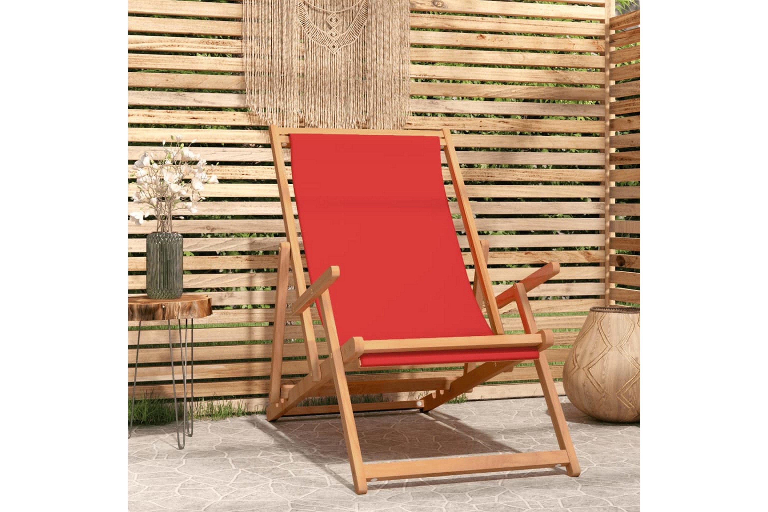 Be Basic beBasic Sammenleggbar strandstol heltre teak rød -