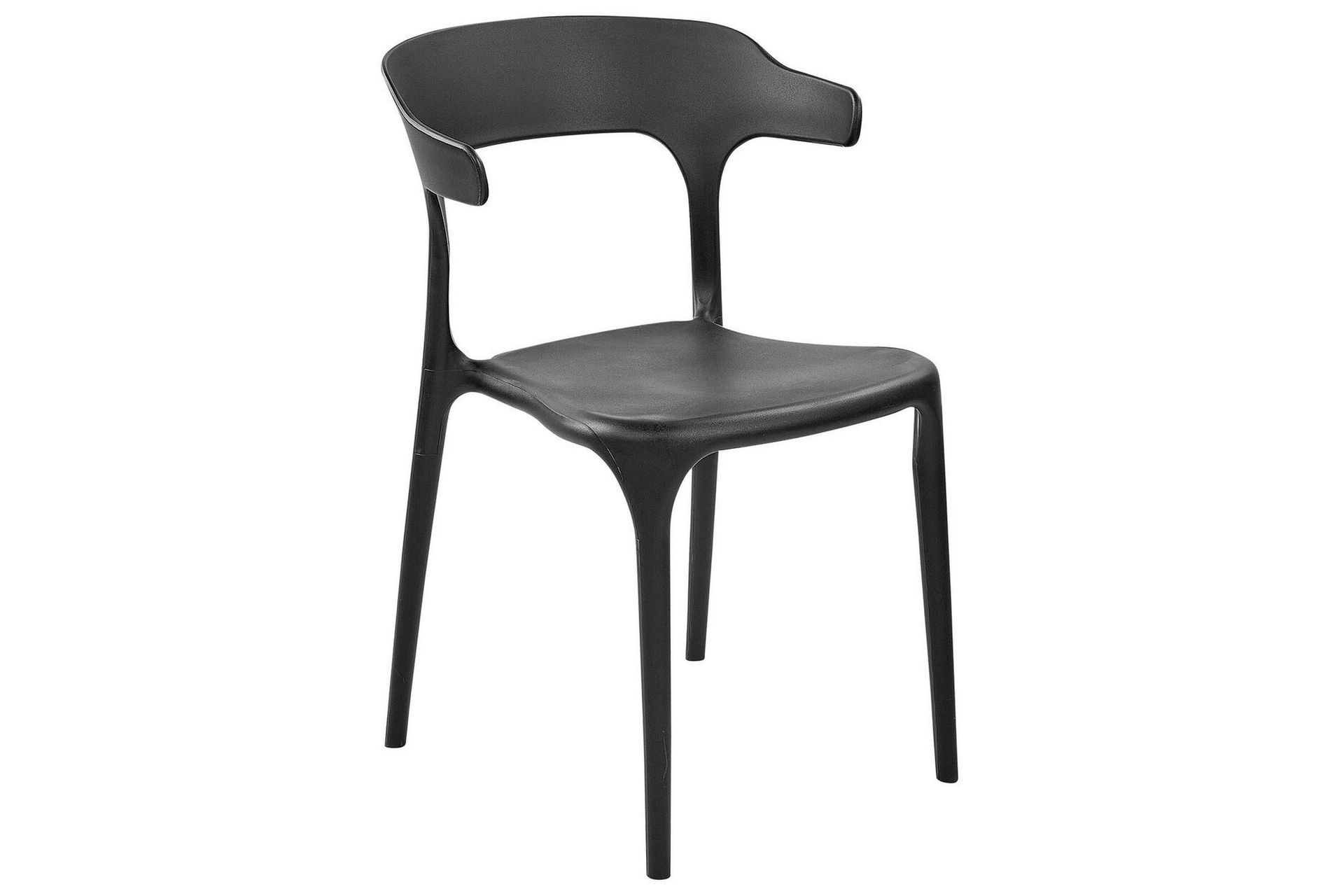 Sett med 4 Hagestoler Spisestuestoler Svart Polypropylen Lett Værbestandig Plast Innendørs Utendørs Moderne