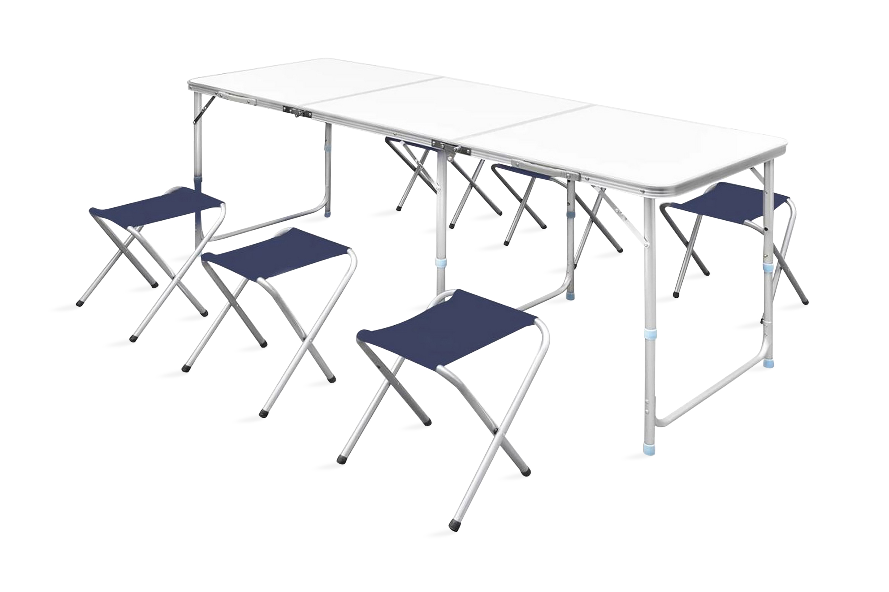 Be Basic Campingbord med 6 Klappstoler Justerbar Høyde 180 x 60 cm -