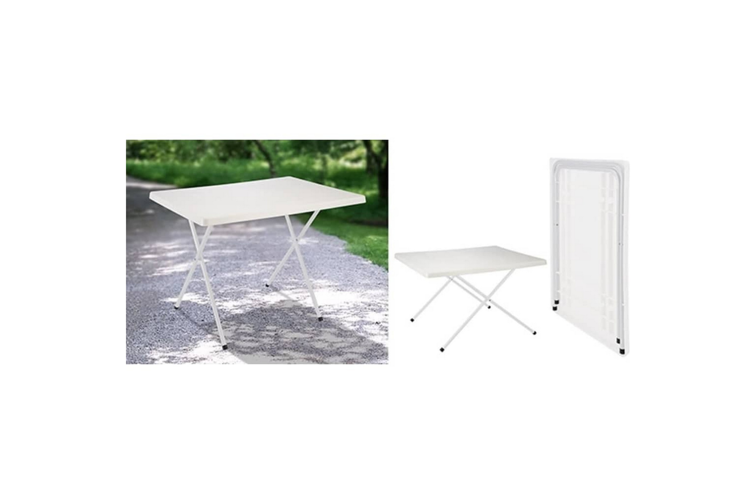 HI Sammenleggbart campingbord hvit justerbar 80x60x51/61 cm - Hvit
