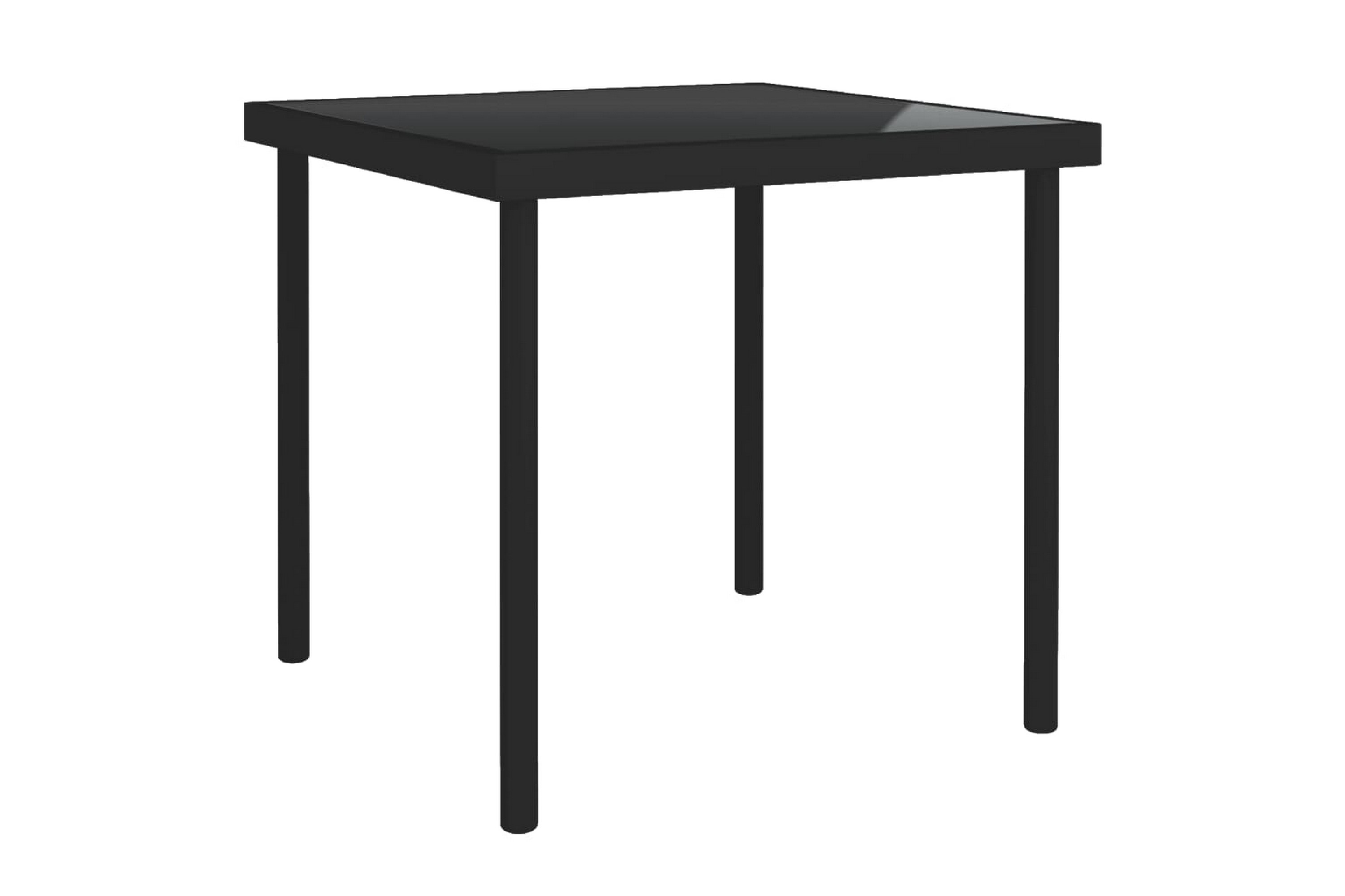 Be Basic Utendørs spisebord svart 80x80x72 cm glass og stål - Svart