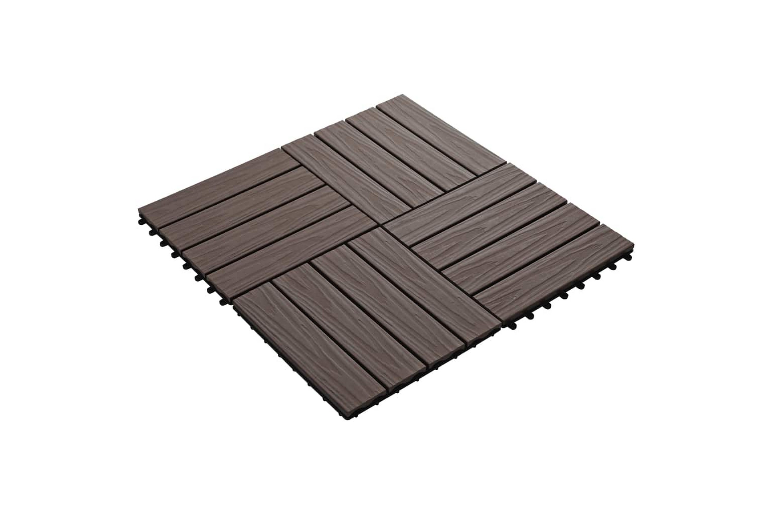 Be Basic Terrassebord 11 stk dyppreget WPC 30x30 cm 1 kvm mørkebrun - Grå