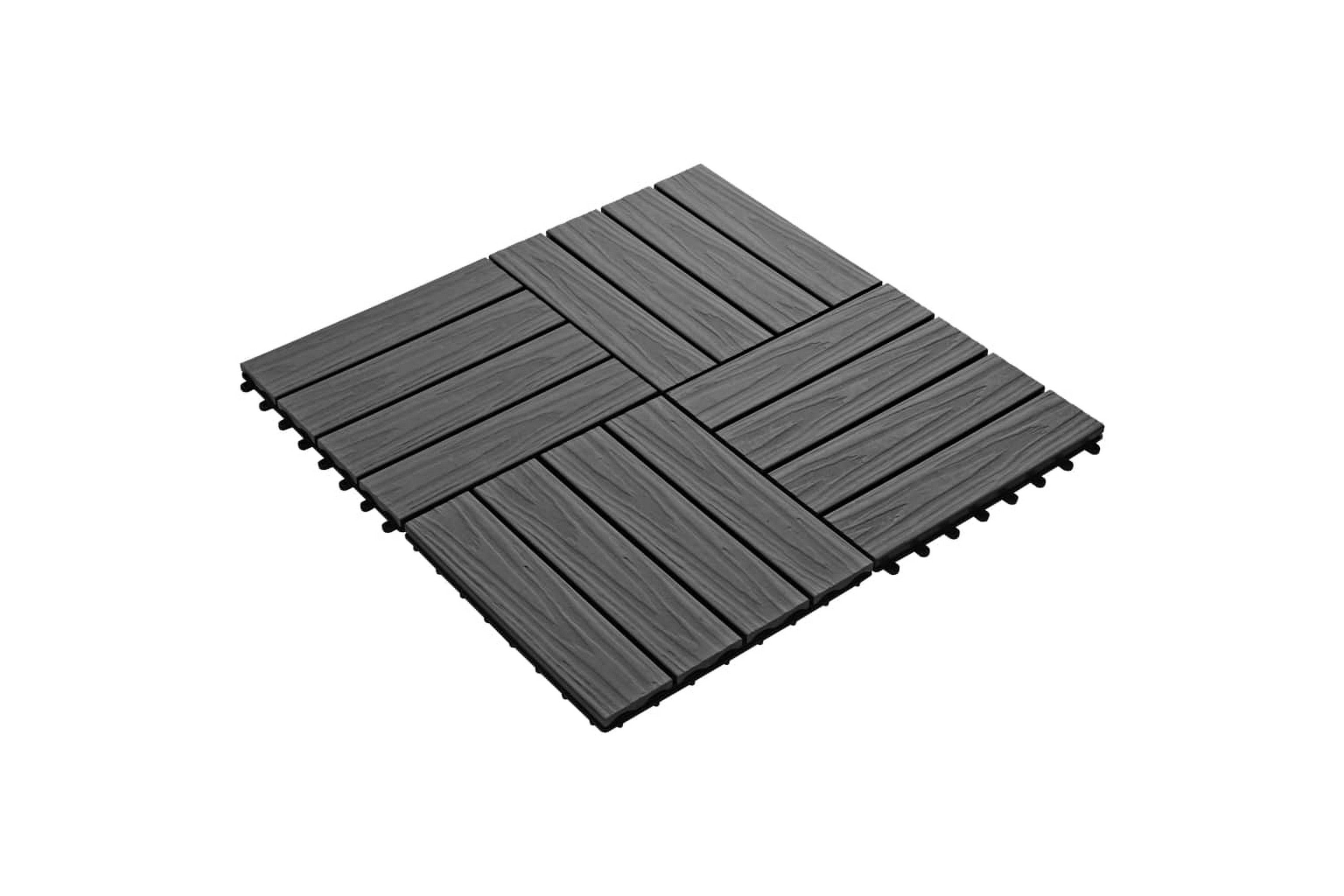 Be Basic Terrassebord 11 stk dyppreget WPC 30x30 cm 1 kvm svart - Grå