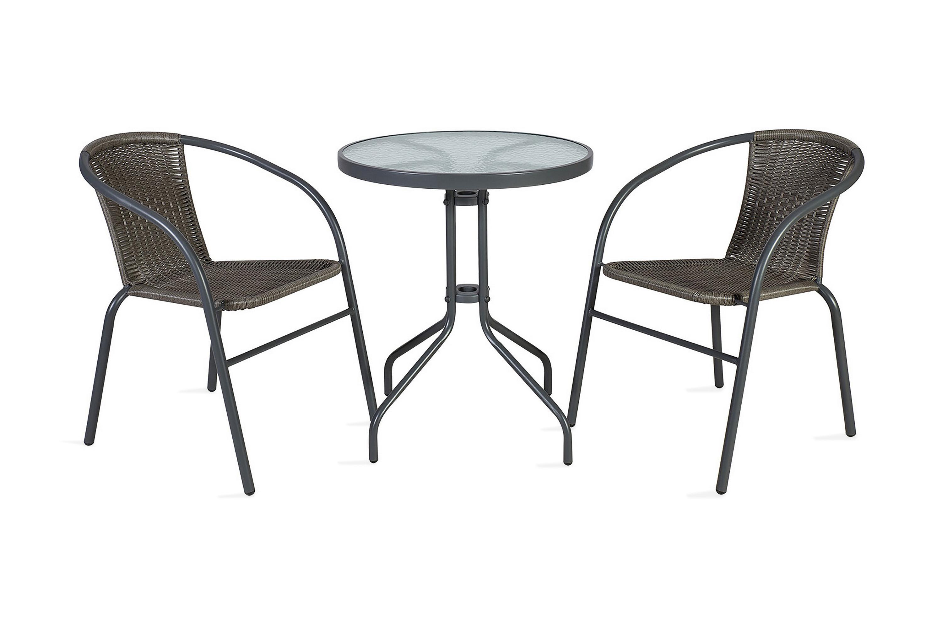 Cafesett BISTRO bord og 2 stoler D60xH70 grå -