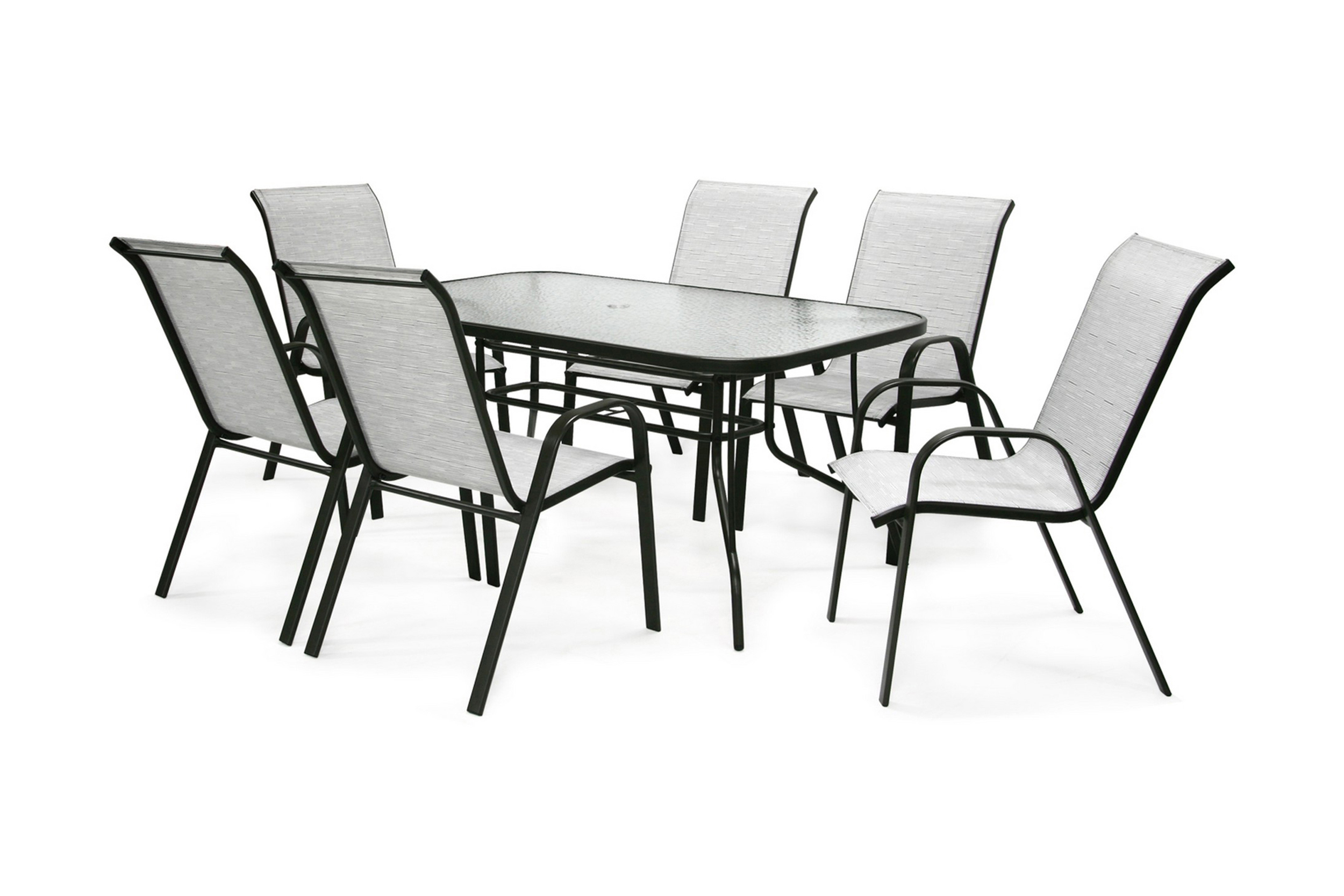 Hagegruppe DUBLIN bord og 6 stoler grå -