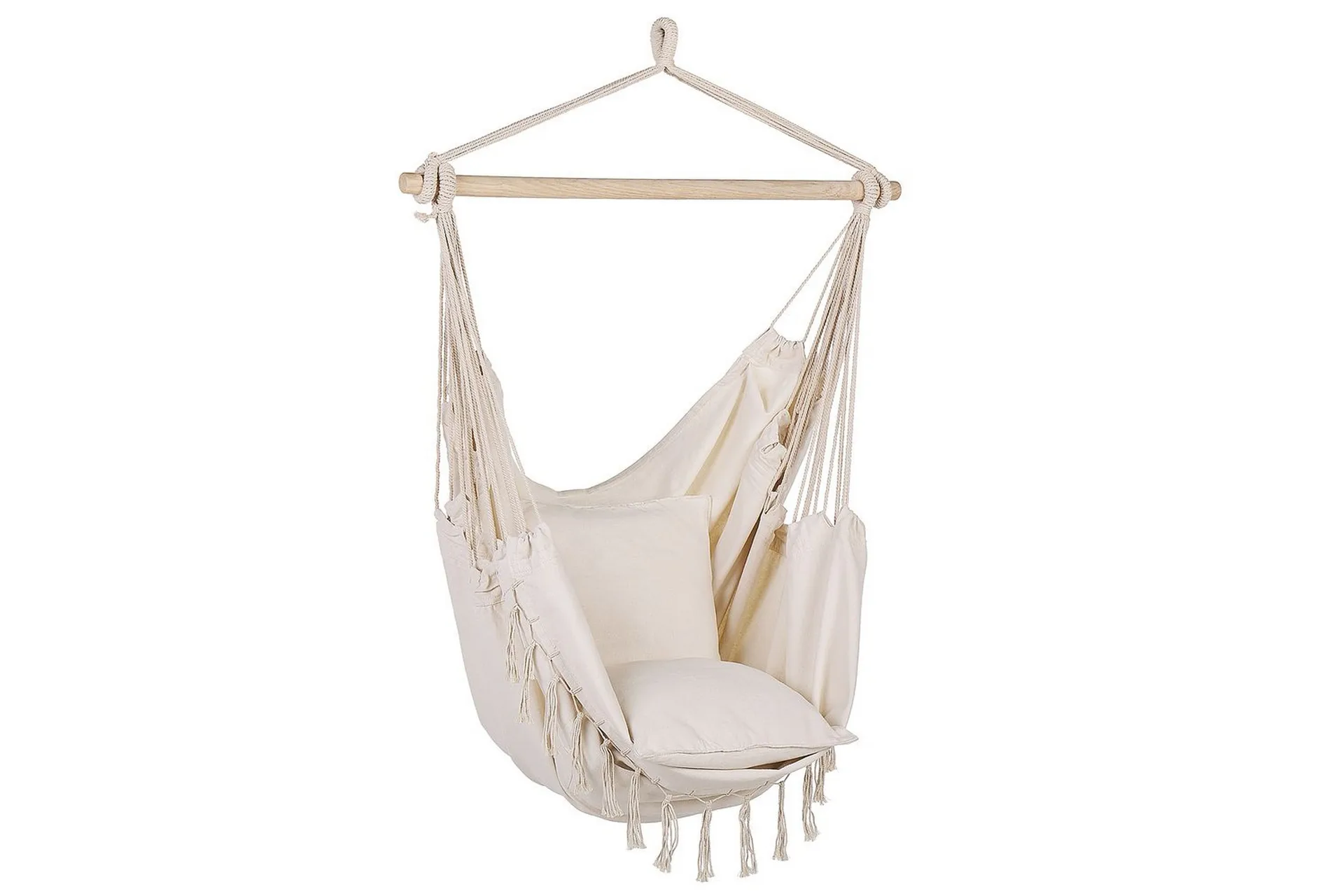 Hengestol Beige Bomull Polyester Innendørs Utendørs Boho-stil Hengekøye