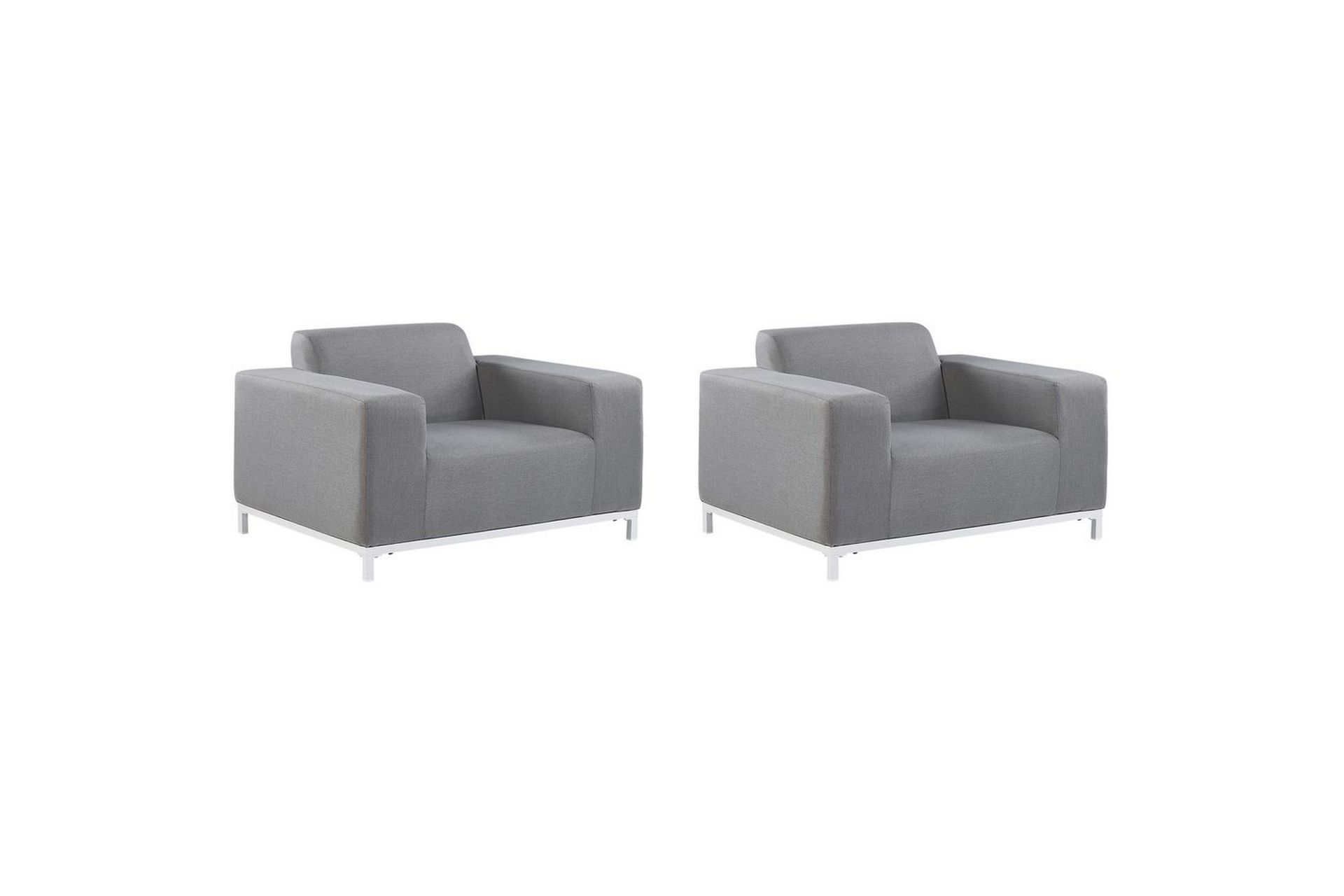 Sett med 2 Hagestole Grå Hvit Aluminium Ben Vannbestandig Hage Terrasse