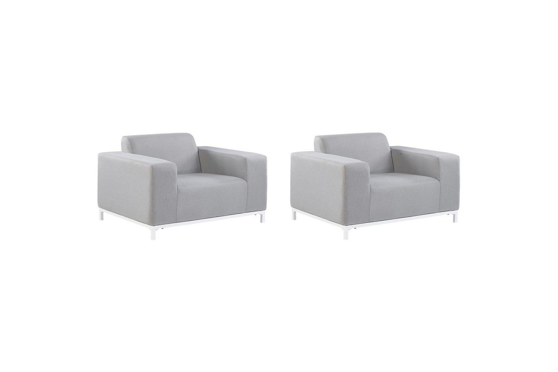 Sett med 2 hagestoler Lysegrå Hvit Ben i aluminium Moderne design Værbestandig Lenestoler Innendørs Utendørs