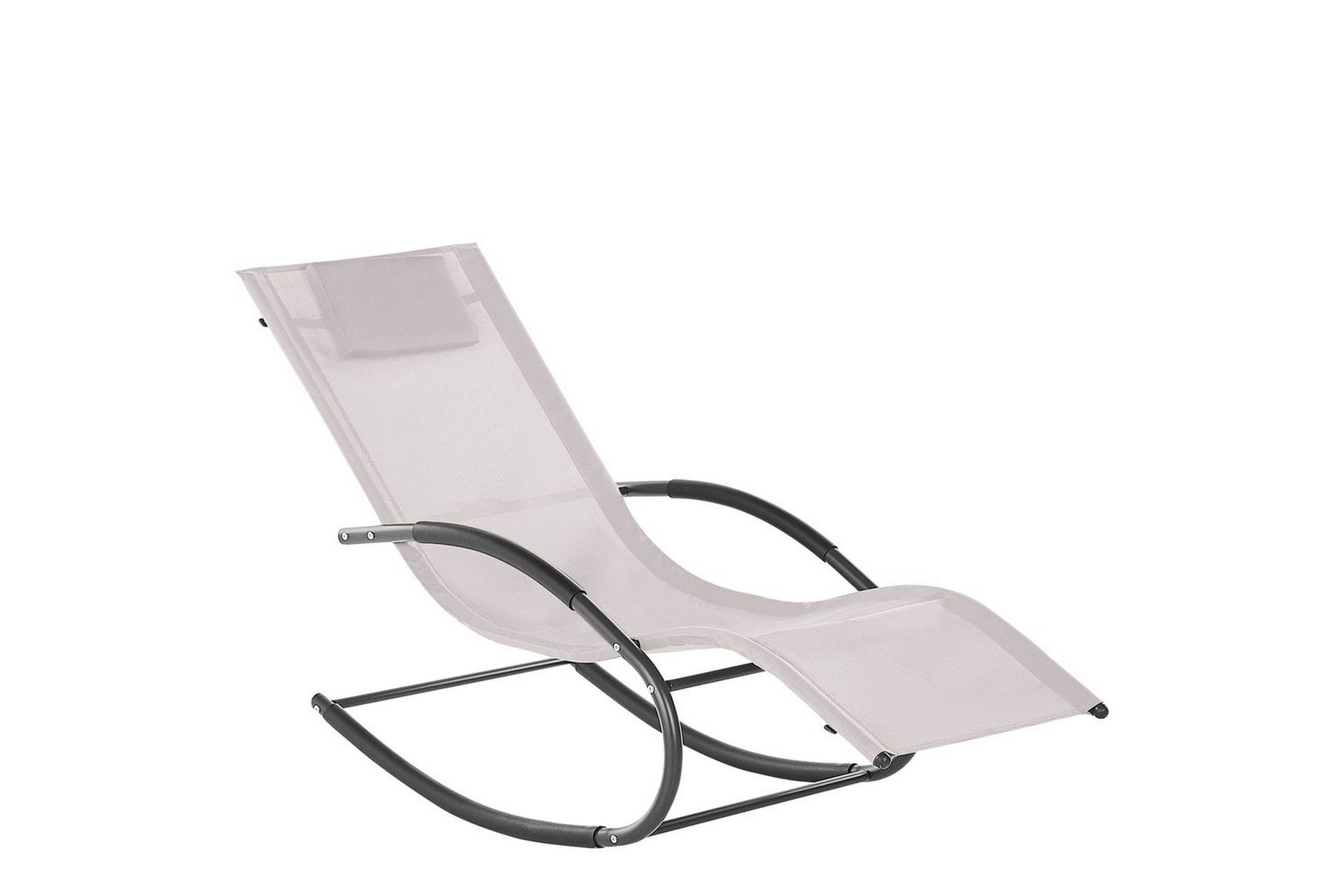 Gyngende Solseng Beige Stoff Stålramme Stoff Avtakbar Hodestøtte Hage Utendørs Moderne Stil