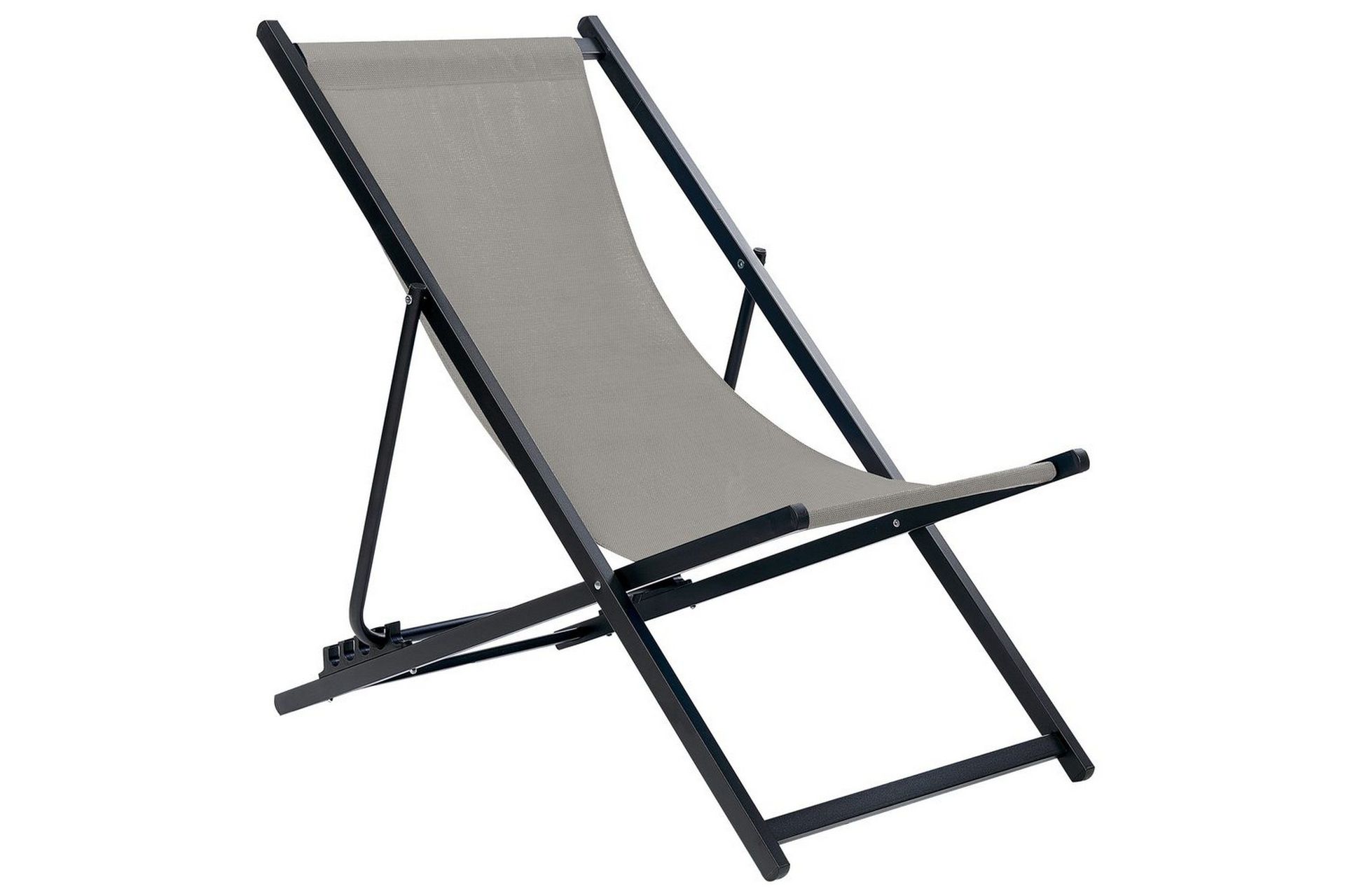Sammenleggbar dekkstol Grå Textilene Slyngesete Strandstol Justerbar ryggstøtte Terrasse hvilestol