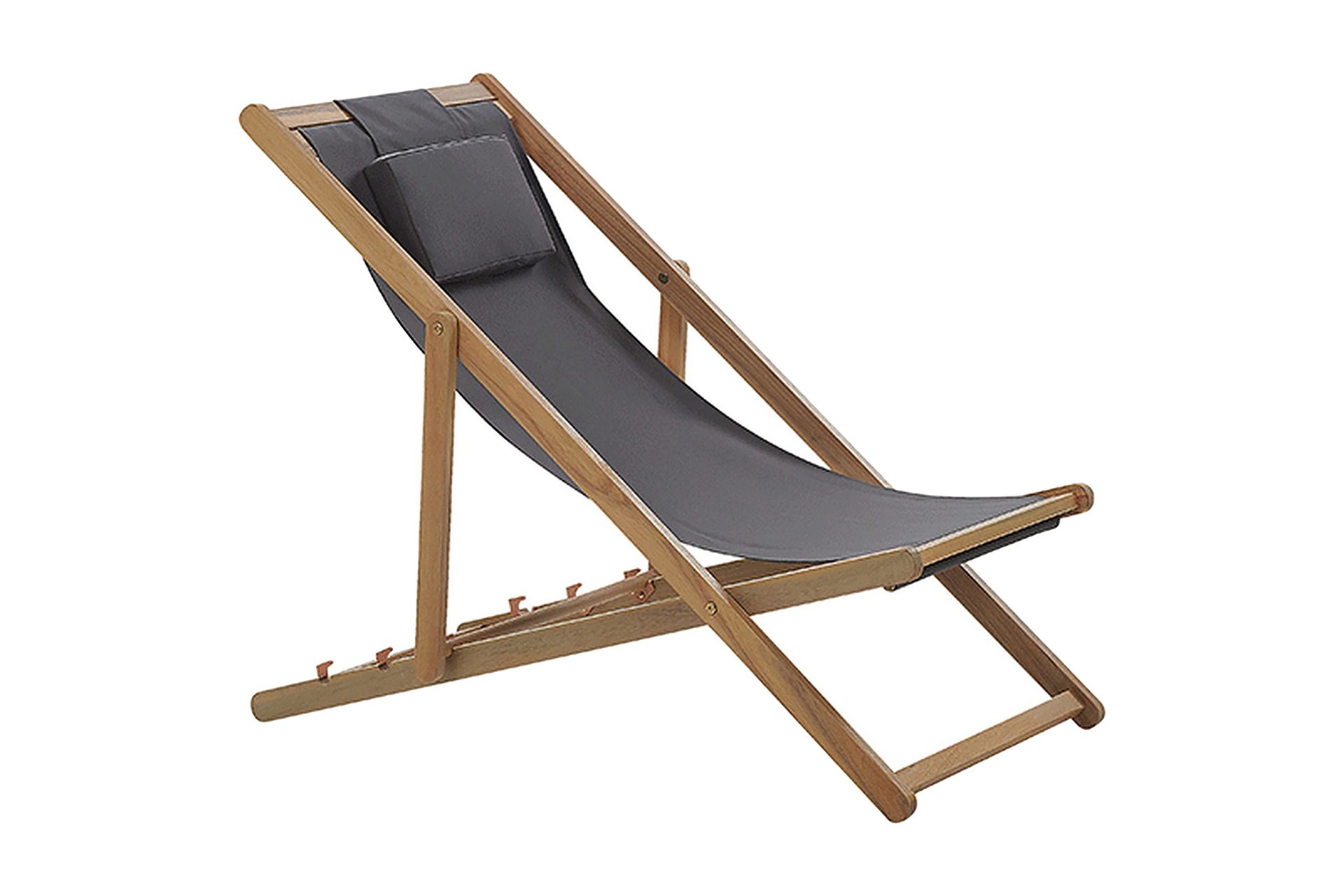 Solstol Grå Akasietre Stoff Sammenleggbar Med nakkepute Hage Utendørs Moderne Boho