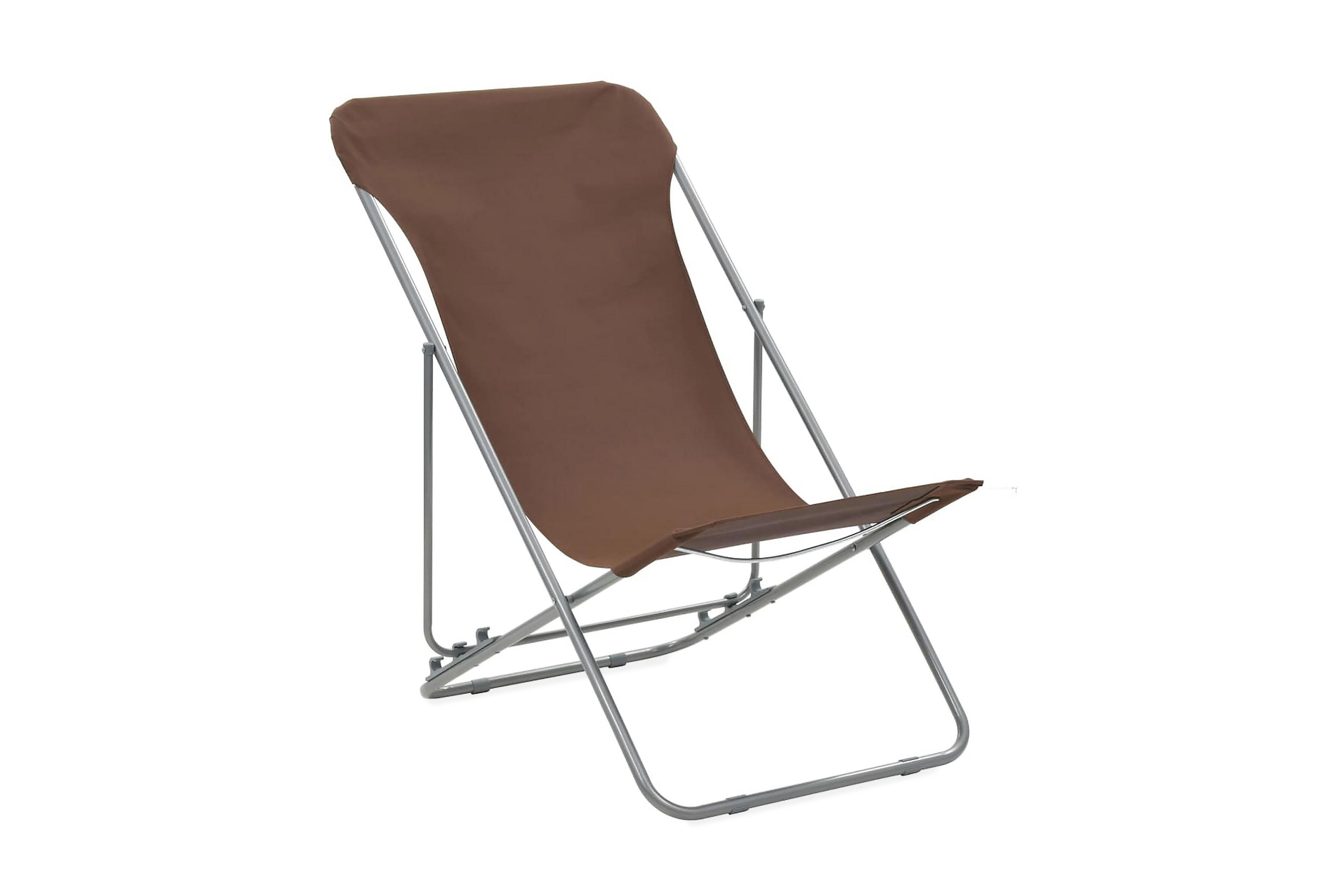 Be Basic Sammenleggbare strandstoler 2 stk stål og oxfordstoff brun -