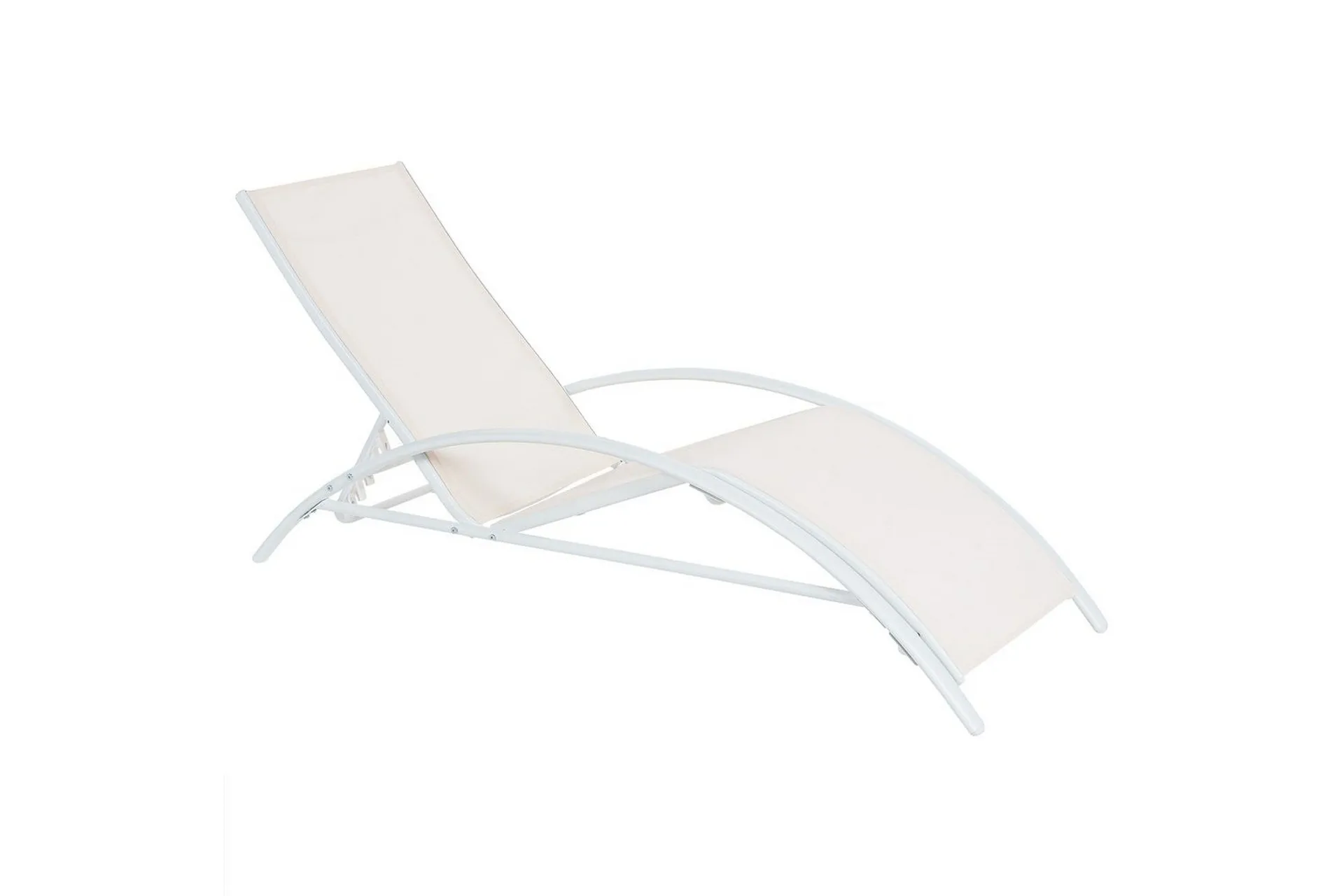 Solseng Beige Hvit Stål Tekstil 157 x 90 x 60 cm Justerbar rygg Sammenleggbar Moderne Hage Balkong Utemøbler