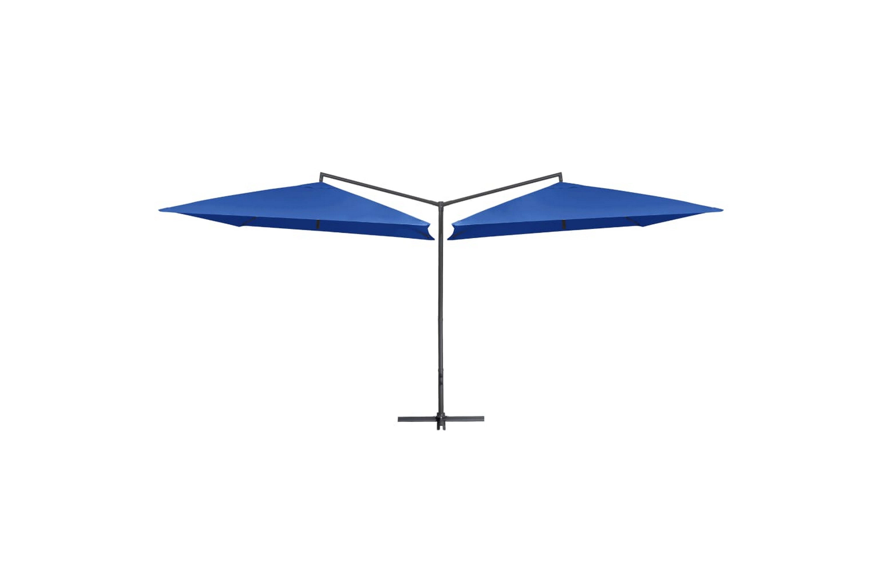 Be Basic Dobbel parasoll med stålstang 250x250 cm asurblå - Blå