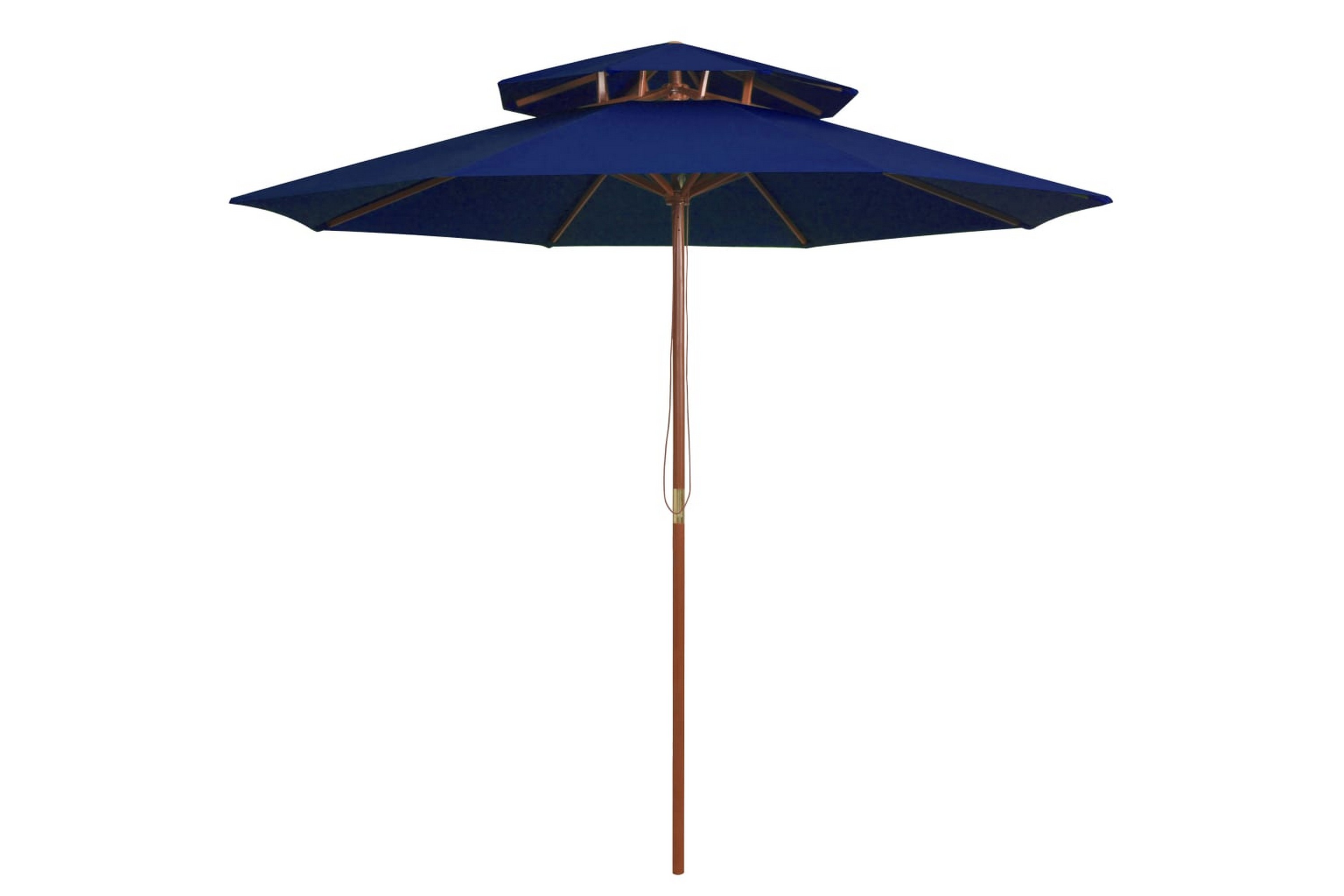 Be Basic Dobbel parasoll med trestang 270 cm blå - Blå