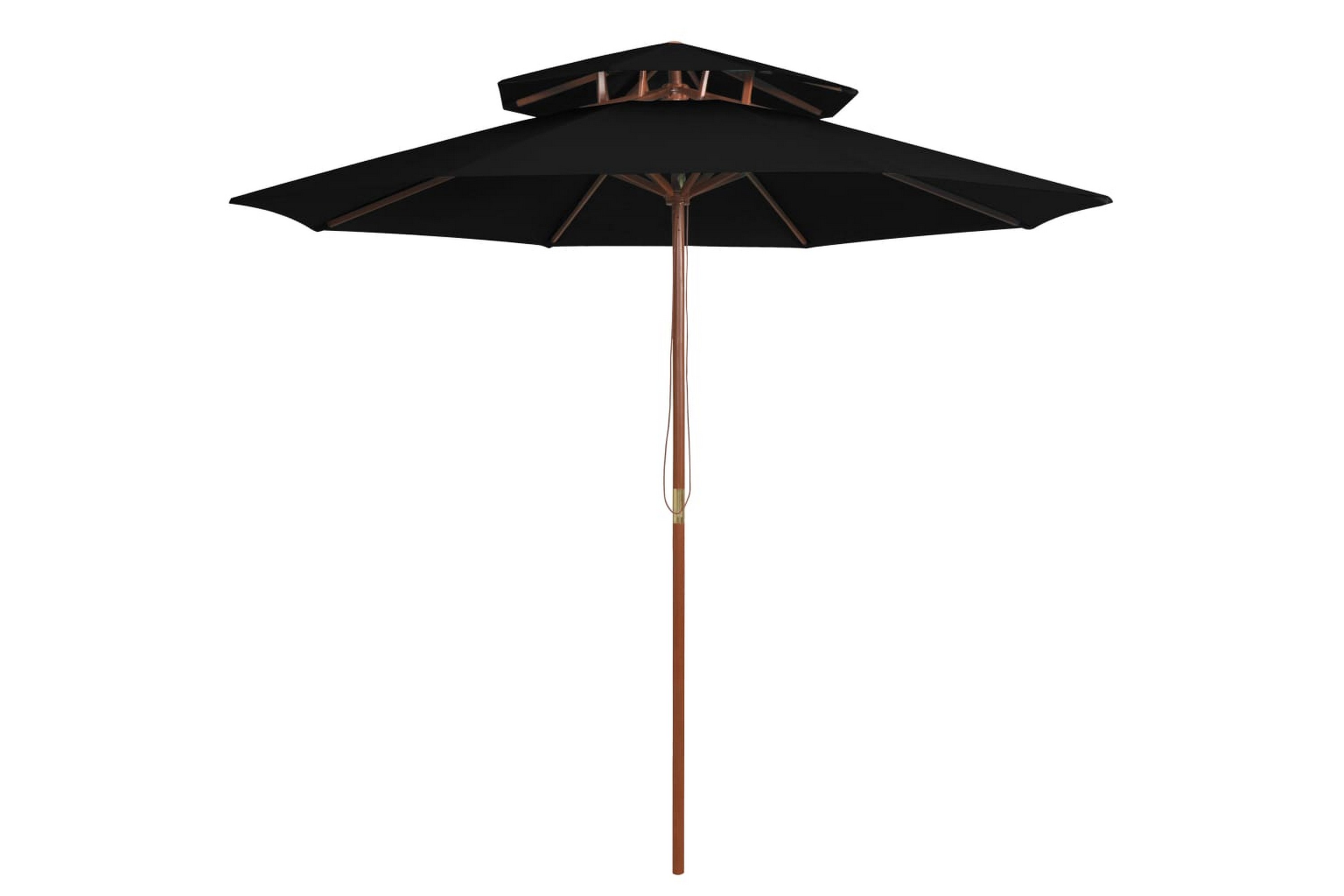 Be Basic Dobbel parasoll med trestang 270 cm svart - Svart