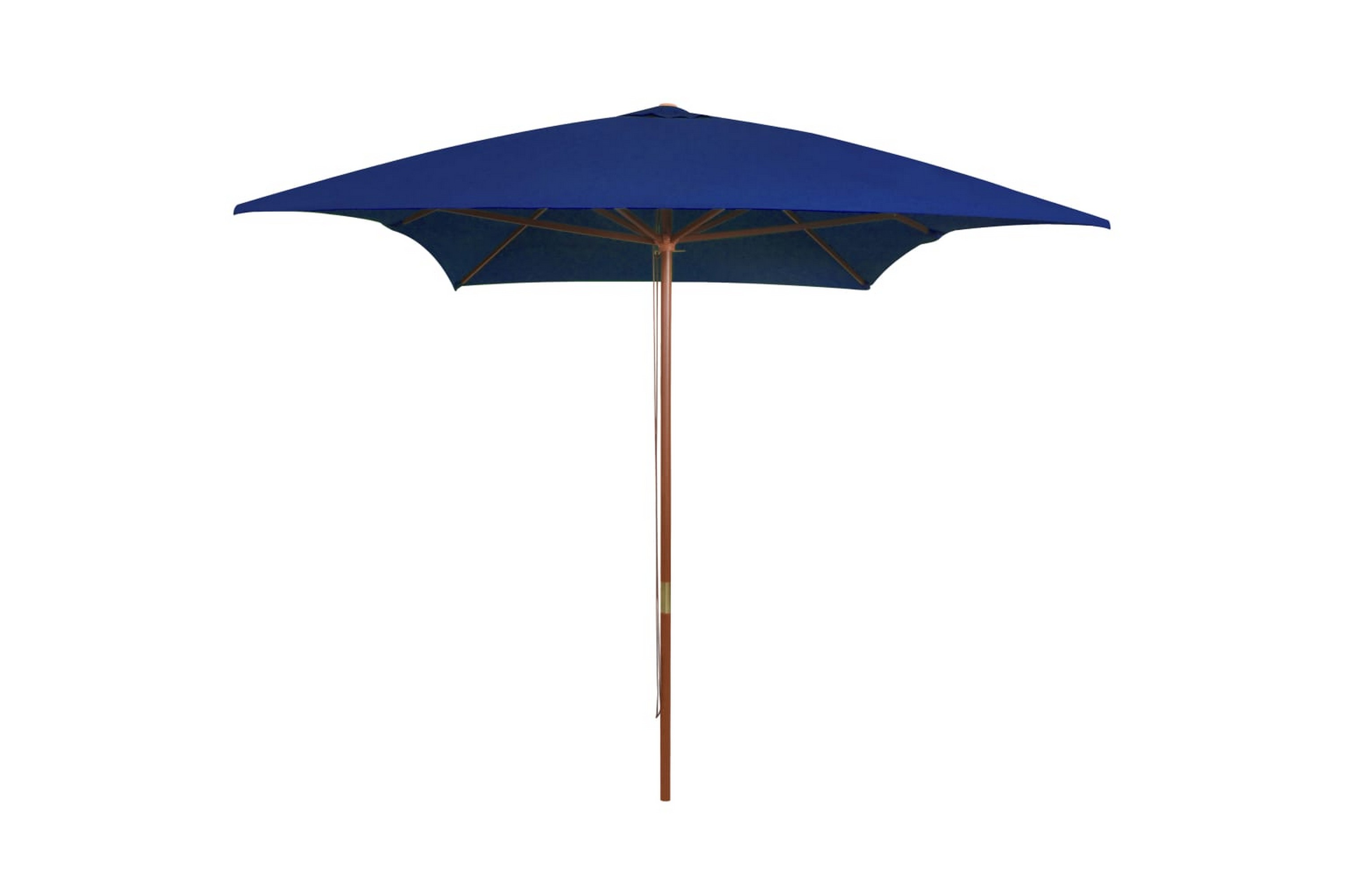 Be Basic Utendørs parasoll med trestang svart 200x300 cm - Blå