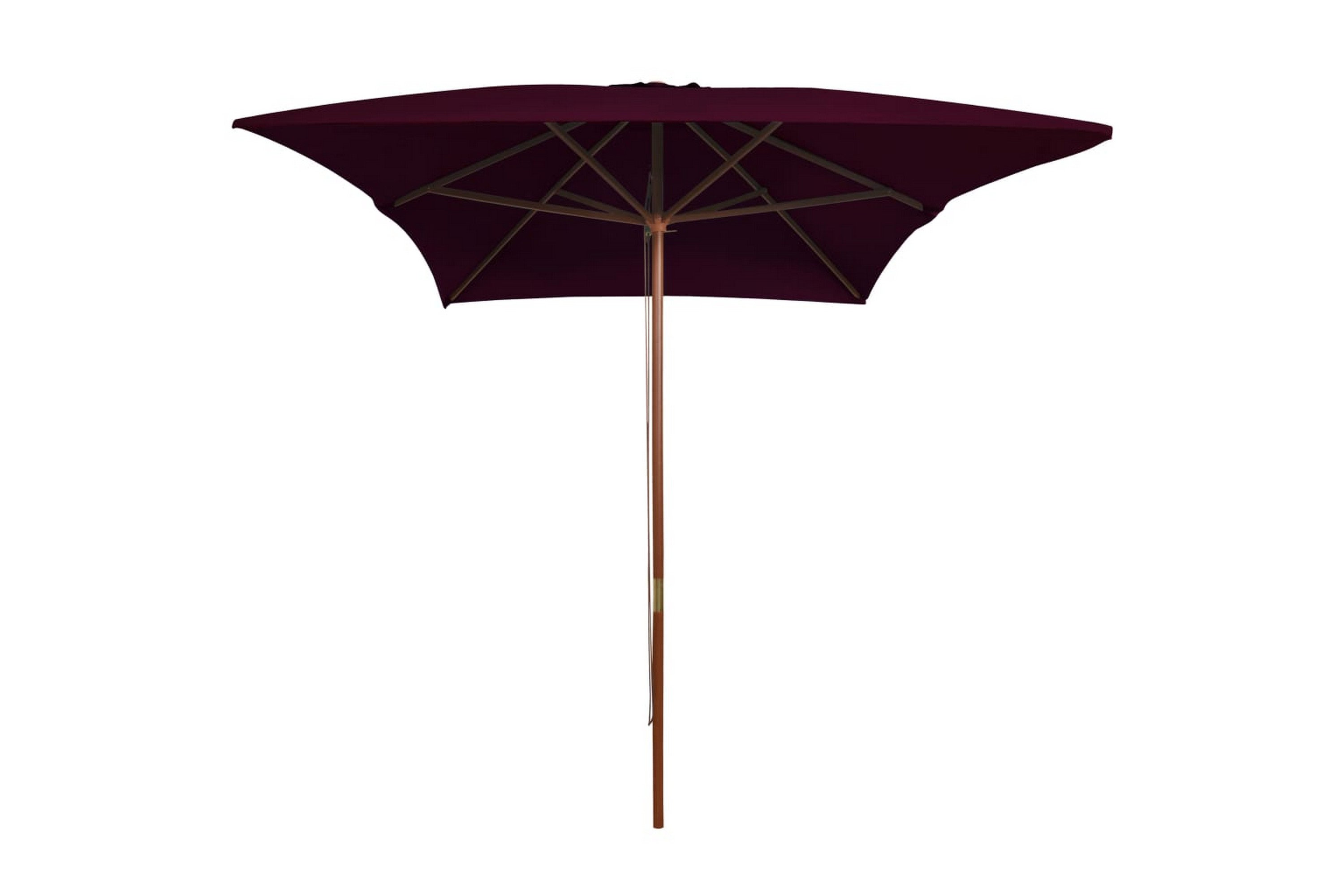 Be Basic Utendørs parasoll med trestang vinrød 200x300 cm - Rød