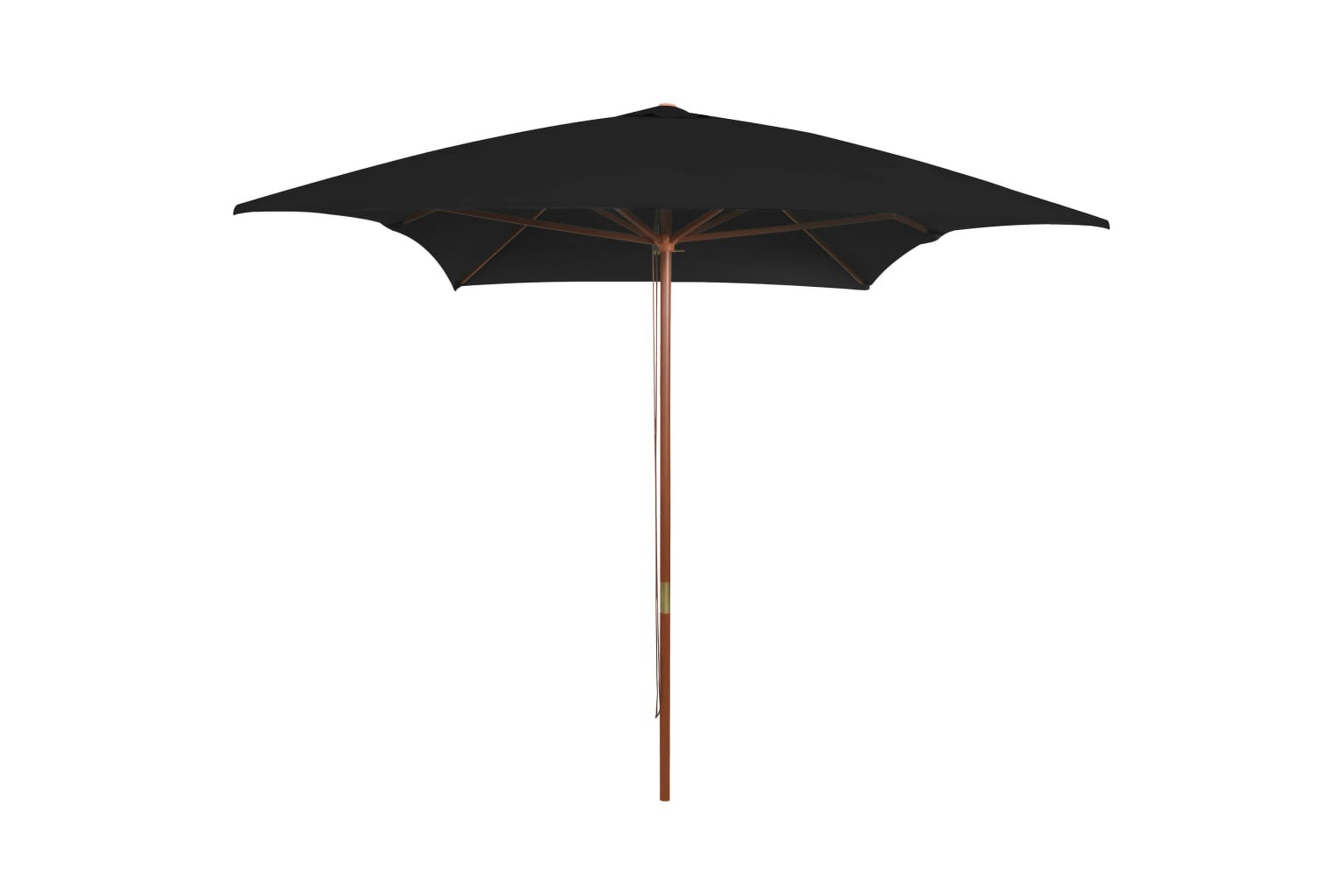 Be Basic Utendørs parasoll med trestang svart 200x300 cm - Svart