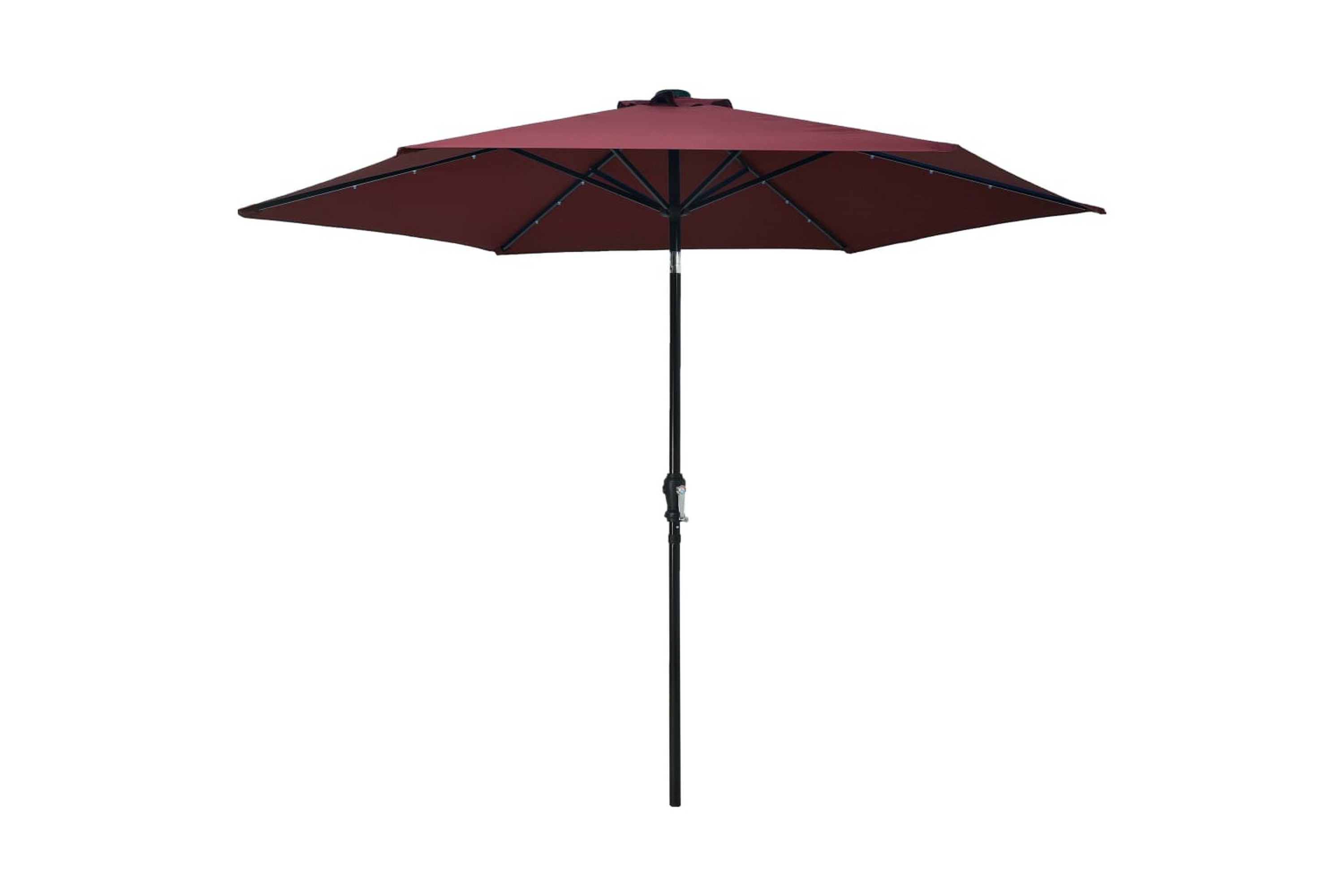 Be Basic Utendørs parasoll med LED-lys og stålstang 300 cm vinrød - Rød