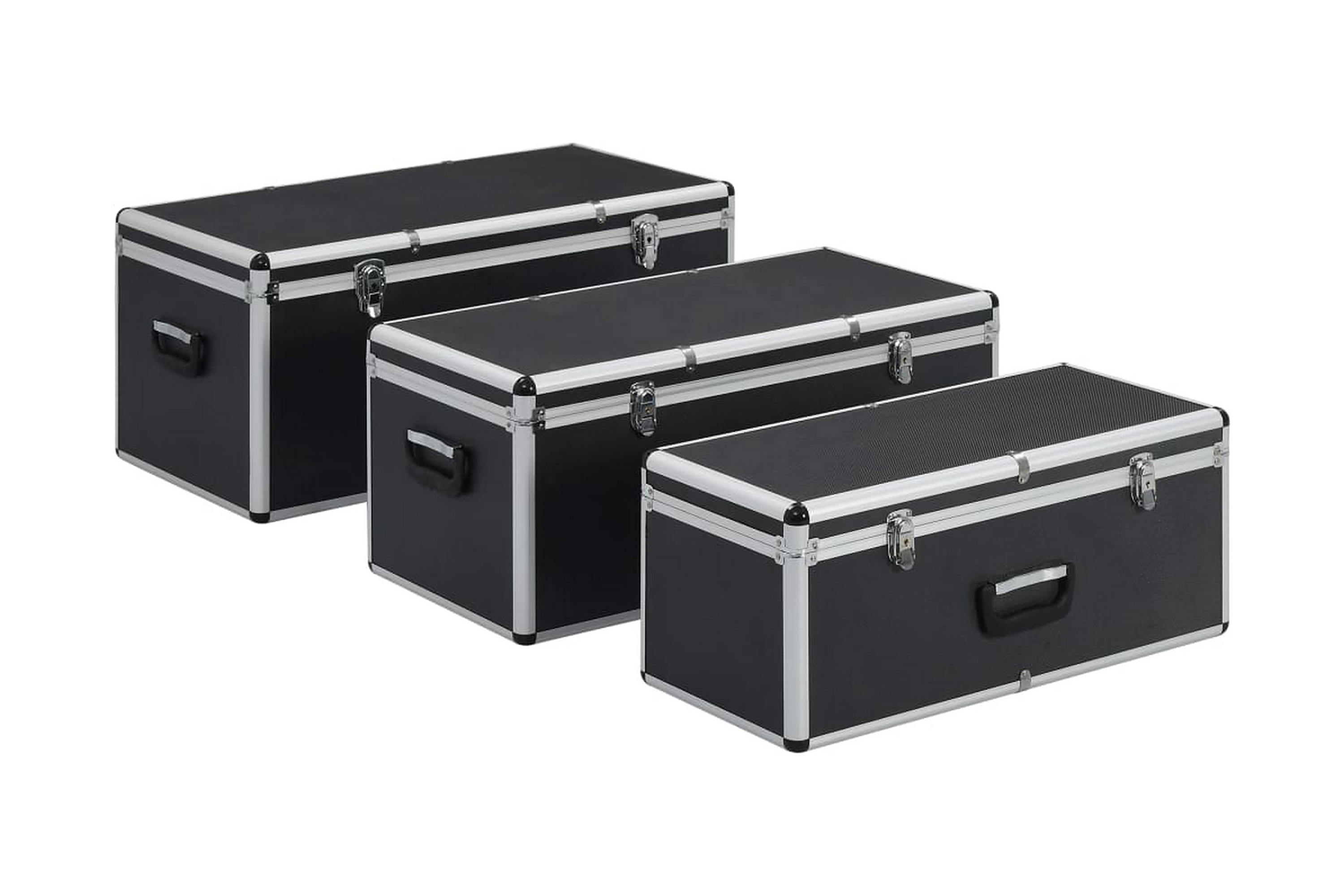 Be Basic Oppbevaringskasser 3 stk svart aluminium - Svart