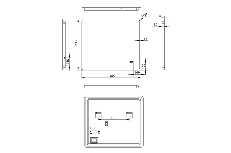 Aspsele Baderomsspeil 70 cm LED-Lys - Interiør - Baderomsinnredning - Baderomsspeil