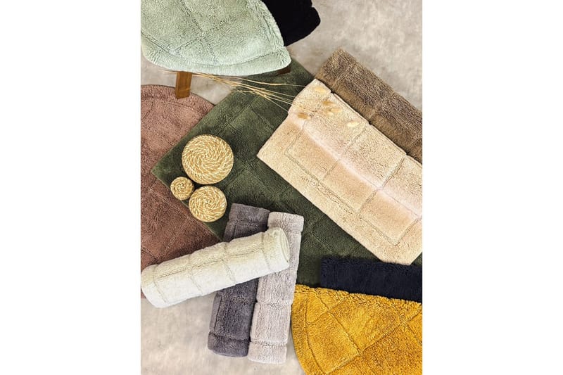 Baderomsmatte Kvadrat - 80x80 cm, Mørk Lin - Interiør - Baderomsinnredning - Baderomskrakker